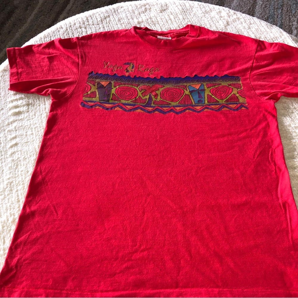 VINTAGE YAGA Ragz T-Shirt SINGLE STITCH Red Size XL 23”x26” In Ex Condition.